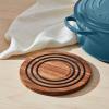 imageLe Creuset Magnetic Wooden Trivet Acacia Wood with Black Silicone Rings