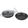 imageLe Creuset Toughened Nonstick Pro Cookware Set 3pc 95 Fry Pan ampamp 25 qt Braiser WGlass Lid