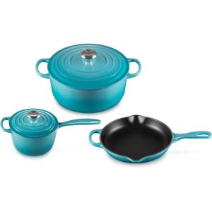 imageLe Creuset Enameled Cast Iron Signature Cookware Set 5 pc  WhiteCaribbean