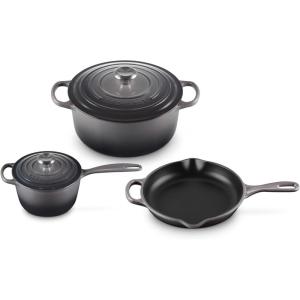 imageLe Creuset Enameled Cast Iron Signature Cookware Set 5 pc  WhiteOyster