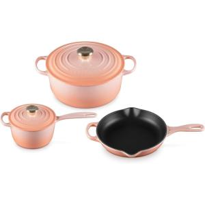 imageLe Creuset Enameled Cast Iron Signature Cookware Set 5 pc  WhitePeche