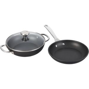 imageLe Creuset Toughened Nonstick Pro Cookware Set 3pc 95 Fry Pan ampamp 25 qt Braiser WGlass Lid