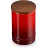 imageLe Creuset Signature Salt Cellar and Storage Canister with Wood Lid 12 qt WhiteCerise