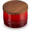 imageLe Creuset Signature Salt Cellar and Storage Canister with Wood Lid 12 qt WhiteCerise