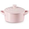 imageLe Creuset Stoneware Mini Round Cocotte 14 oz WhiteChiffon Pink