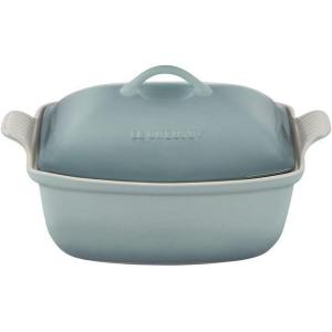 imageLe Creuset Heritage Stoneware Deep Baker with Lid 45 qt WhiteSea Salt