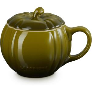 imageLe Creuset Stoneware Pumpkin Mug with Lid 14 oz PersimmonOlive