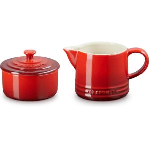imageLe Creuset Stoneware Signature Sea Salt Cream ampamp Sugar Set Cream 300 ml Sugar 8ozCerise