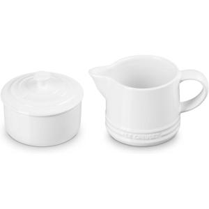 imageLe Creuset Stoneware Signature Sea Salt Cream ampamp Sugar Set Cream 300 ml Sugar 8ozWhite