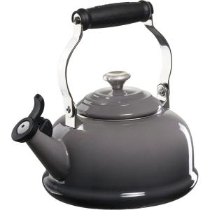 imageLe Creuset Enamel On Steel Whistling Tea Kettle with Metal Finishes 17 qt FlameOyster