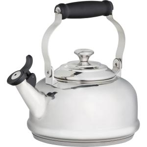 imageLe Creuset Enamel On Steel Whistling Tea Kettle with Metal Finishes 17 qt FlameStainless Steel