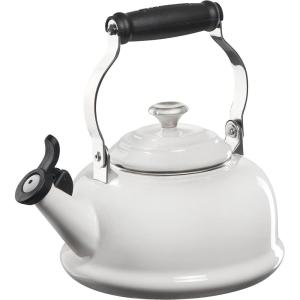 imageLe Creuset Enamel On Steel Whistling Tea Kettle with Metal Finishes 17 qt FlameWhite