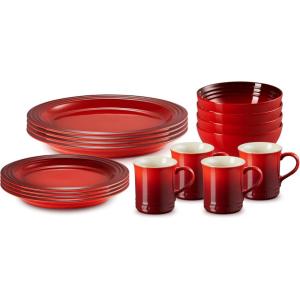 imageLe Creuset Stoneware Dinnerware Set 16 pc OysterCerise