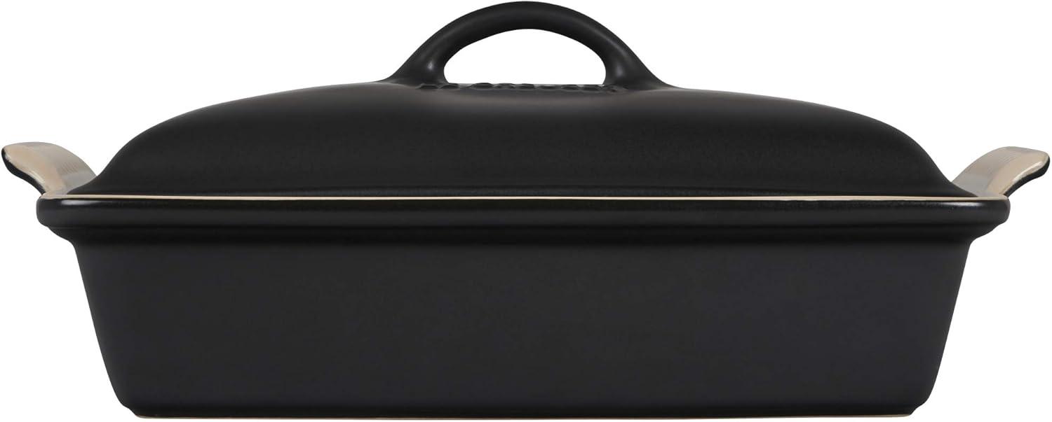imageLe Creuset Stoneware Heritage Covered Rectangular Casserole 4 qt 12quot x 9quot CaribbeanLicorice