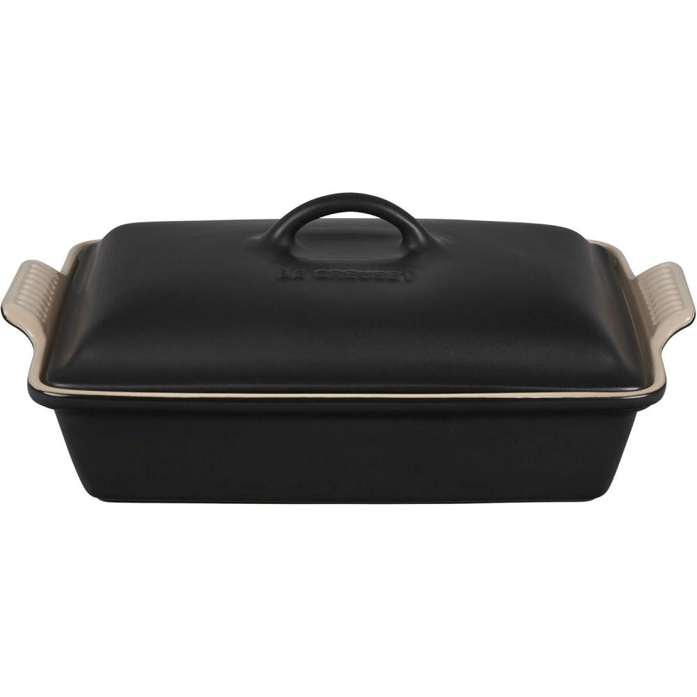 imageLe Creuset Stoneware Heritage Covered Rectangular Casserole 4 qt 12quot x 9quot CaribbeanLicorice
