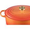 imageLe Creuset Enameled Cast Iron Signature Oval Dutch Oven 675 qt Flamme Doree with Crucible Knob155 qt