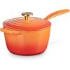 imageLe Creuset Enameled Cast Iron Signature Oval Dutch Oven 675 qt Flamme Doree with Crucible Knob23 Quarts