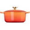 imageLe Creuset Enameled Cast Iron Signature Oval Dutch Oven 675 qt Flamme Doree with Crucible Knob45 Quarts