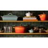 imageLe Creuset Enameled Cast Iron Signature Oval Dutch Oven 675 qt Flamme Doree with Crucible Knob45 Quarts