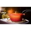 imageLe Creuset Enameled Cast Iron Signature Oval Dutch Oven 675 qt Flamme Doree with Crucible Knob45 Quarts