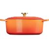 imageLe Creuset Enameled Cast Iron Signature Oval Dutch Oven 675 qt Flamme Doree with Crucible Knob675 qt
