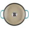 imageLe Creuset Enameled Cast Iron Signature Round Braiser with Glass Lid 225 qt Peche with Light Gold KnobCaribbean