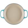 imageLe Creuset Enameled Cast Iron Signature Round Braiser with Glass Lid 225 qt Peche with Light Gold KnobCaribbean