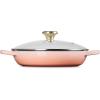 imageLe Creuset Enameled Cast Iron Signature Round Braiser with Glass Lid 225 qt Peche with Light Gold KnobPeche