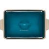 imageLe Creuset Stoneware Heritage Covered Rectangular Casserole 4 qt 12quot x 9quot CaribbeanDeep Teal