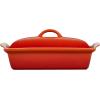 imageLe Creuset Stoneware Heritage Covered Rectangular Casserole 4 qt 12quot x 9quot CaribbeanFlame
