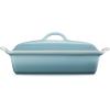 imageLe Creuset Stoneware Heritage Covered Rectangular Casserole 4 qt 12quot x 9quot CaribbeanSea Salt