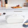 imageLe Creuset Stoneware Heritage Covered Rectangular Casserole 4 qt 12quot x 9quot CaribbeanWhite