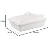 imageLe Creuset Stoneware Heritage Covered Rectangular Casserole 4 qt 12quot x 9quot CaribbeanWhite
