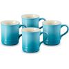 imageLe Creuset Stoneware Set of 4 Mugs 14 oz each CaribbeanCaribbean