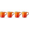 imageLe Creuset Stoneware Set of 4 Mugs 14 oz each CaribbeanFlame