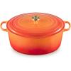 imageLe Creuset Enameled Cast Iron Signature Oval Dutch Oven 675 qt Flamme Doree with Crucible Knob155 qt