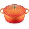 imageLe Creuset Enameled Cast Iron Signature Oval Dutch Oven 675 qt Flamme Doree with Crucible Knob73 Quarts