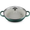 imageLe Creuset Enameled Cast Iron Signature Round Braiser with Glass Lid 225 qt Peche with Light Gold KnobArtichaut