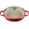 imageLe Creuset Enameled Cast Iron Signature Round Braiser with Glass Lid 225 qt Peche with Light Gold KnobCerise