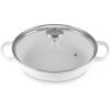 imageLe Creuset Enameled Cast Iron Signature Round Braiser with Glass Lid 225 qt Peche with Light Gold KnobWhite