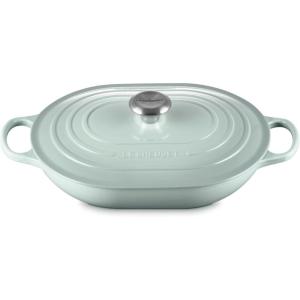 imageLe Creuset Enameled Cast Iron Signature Oval Casserole 375 qt CeriseSea Salt