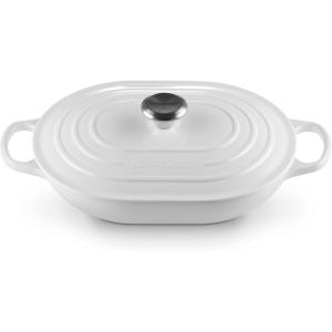 imageLe Creuset Enameled Cast Iron Signature Oval Casserole 375 qt CeriseWhite