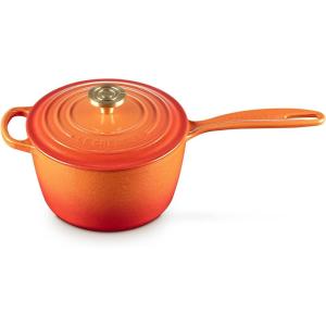 imageLe Creuset Enameled Cast Iron Signature Oval Dutch Oven 675 qt Flamme Doree with Crucible Knob23 Quarts