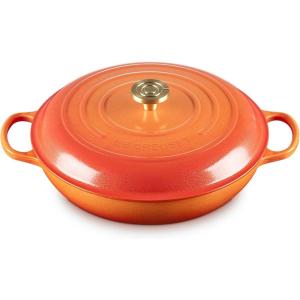 imageLe Creuset Enameled Cast Iron Signature Oval Dutch Oven 675 qt Flamme Doree with Crucible Knob5 qt