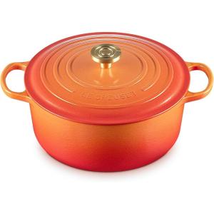 imageLe Creuset Enameled Cast Iron Signature Oval Dutch Oven 675 qt Flamme Doree with Crucible Knob73 Quarts
