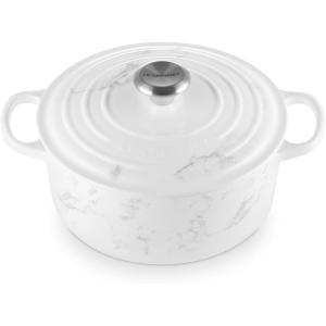imageLe Creuset Enameled Cast Iron Signature Round Dutch Oven with Lid 55 Quart ShallotMarble