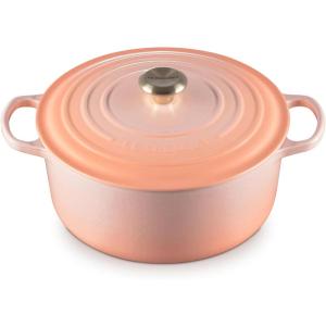 imageLe Creuset Enameled Cast Iron Signature Round Dutch Oven with Lid 55 Quart ShallotPeche