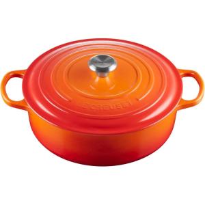 imageLe Creuset Enameled Cast Iron Signature Round Wide Dutch Oven 675 qt CaribbeanFlame