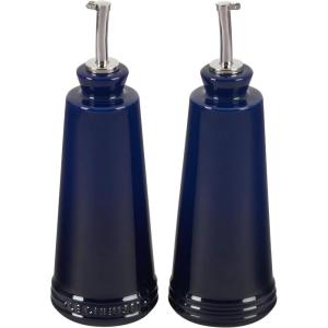 imageLe Creuset Signature Stoneware Oil ampamp Vinegar set 10 oz each Black OnyxIndigo