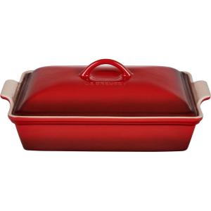imageLe Creuset Stoneware Heritage Covered Rectangular Casserole 4 qt 12quot x 9quot CaribbeanCerise